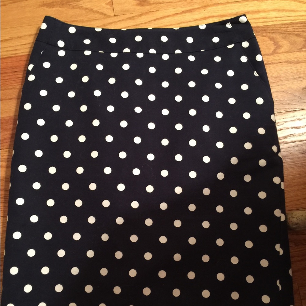 Navy polka dot skirt